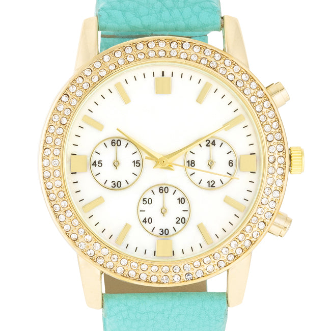 ShineHigh Gold Shell Pearl Watch With Crystals