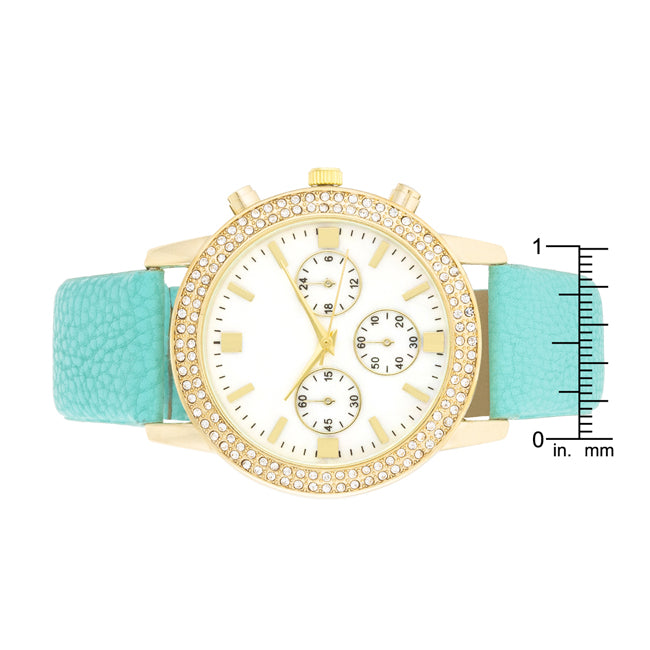 ShineHigh Gold Shell Pearl Watch With Crystals