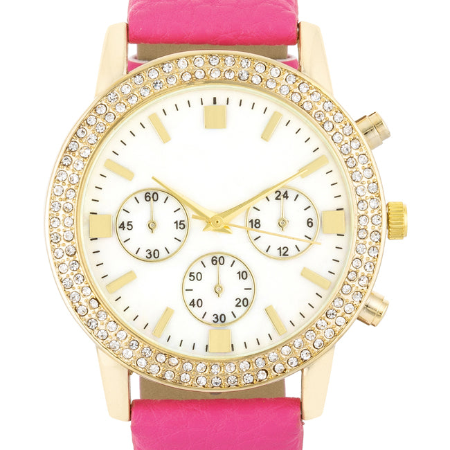 ShineHigh Gold Shell Pearl Watch With Crystals