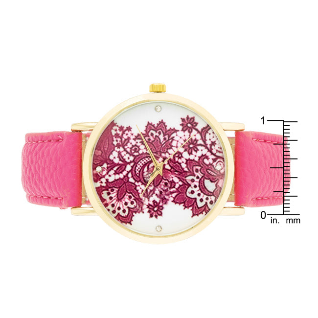 ShineHigh Gold Watch With Floral Print Dial