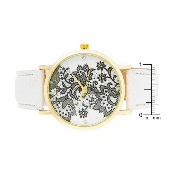 ShineHigh Gold Watch With Floral Print Dial