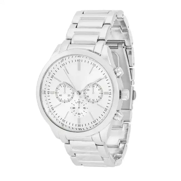 Jam Tangan Logam Silvertone ShineHigh Chrono
