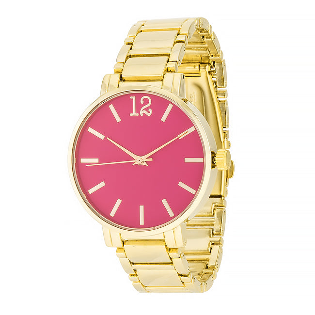 ShineHigh Gold Metal Watch - Pink