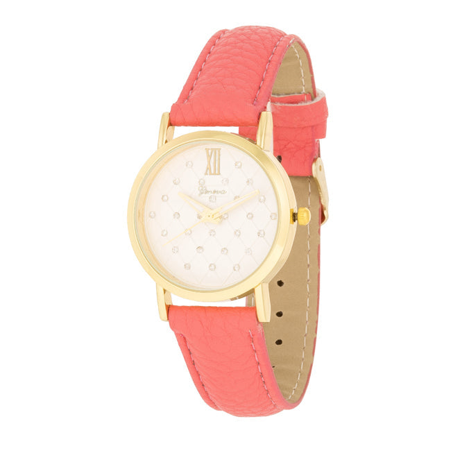 ShineHigh Gold Coral Leather Watch