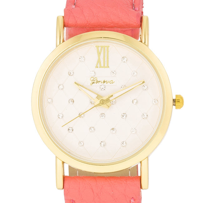 ShineHigh Gold Coral Leather Watch