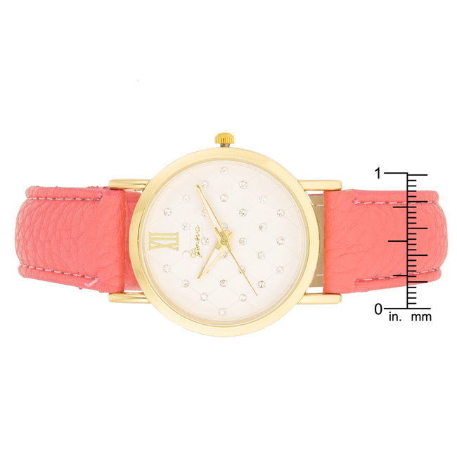 ShineHigh Gold Coral Leather Watch