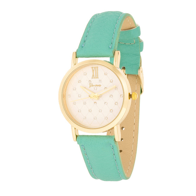ShineHigh Gold Mint Leather Watch