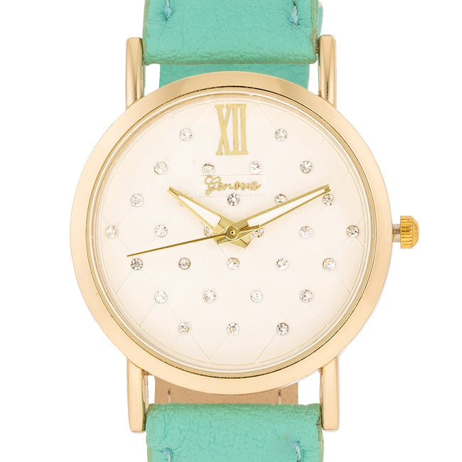 ShineHigh Gold Mint Leather Watch