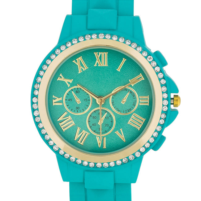 ShineHigh Ava Gold Turquoise Metal Watch With Crystals