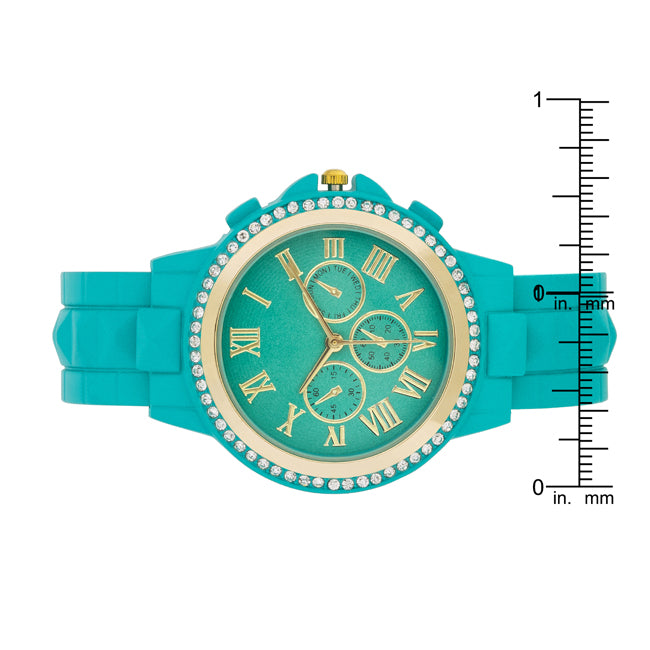 ShineHigh Ava Gold Turquoise Metal Watch With Crystals