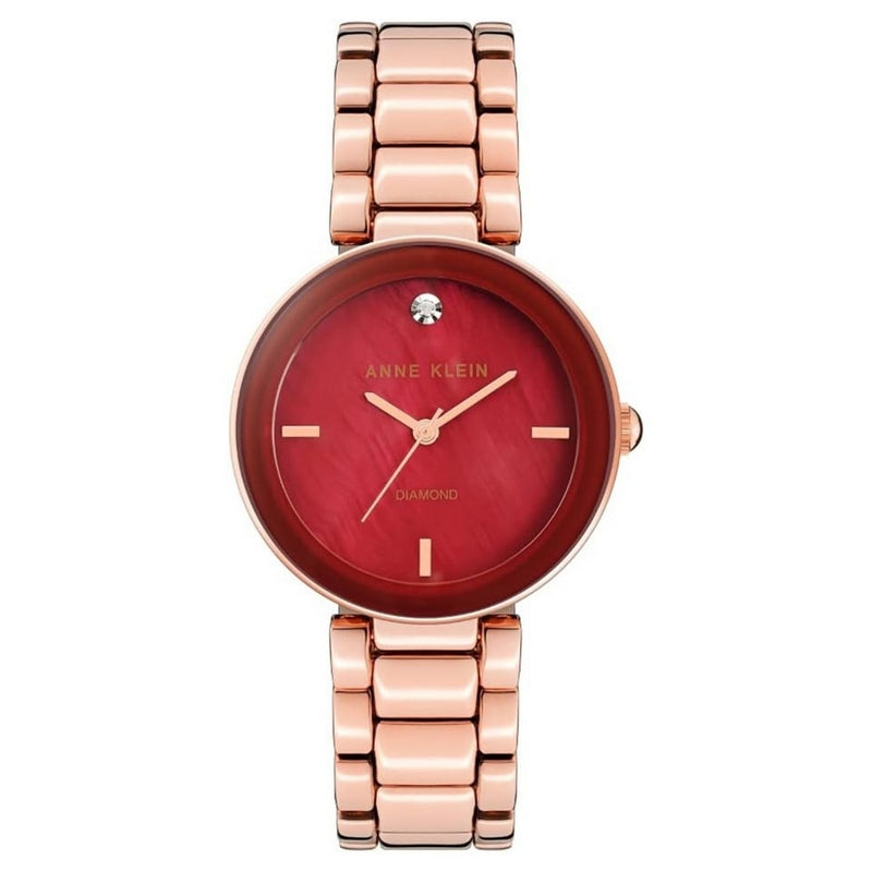 Anne Klein Women's Ceramic AK/1362BYRG Bracelet Red Dial Quartz Movement Fold over Clasp 33mm Round Watch