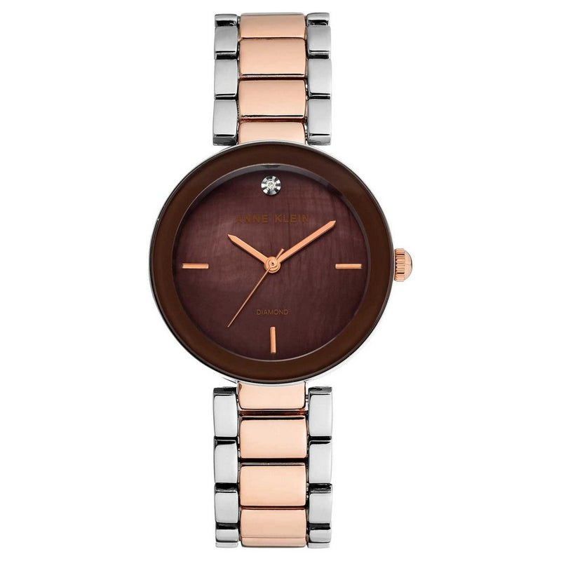 Anne Klein Women's Classic AK/1363BNRT Bracelet Brown Dial Quartz Movement Fold over Clasp 33mm Round Watch