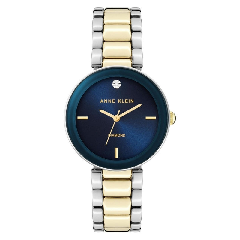 Anne Klein Women's Classic AK/1363NVTT Bracelet Blue Dial Quartz Movement Fold over Clasp 32mm Round Watch