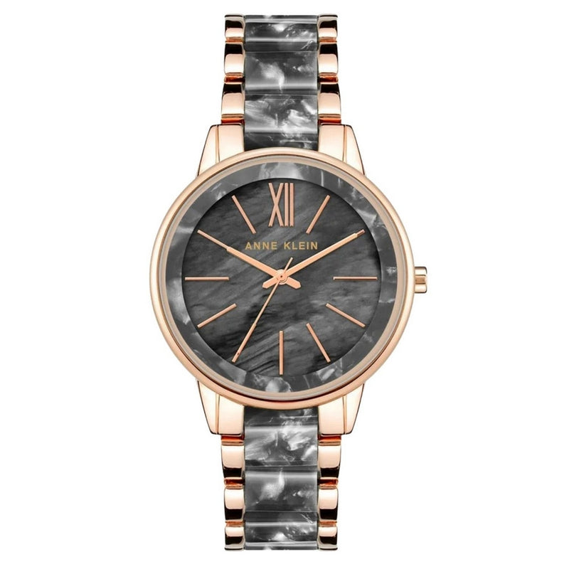 Anne Klein Women's Classic AK/1412GYRG Bracelet Grey Dial Quartz Movement Fold over Clasp 37mm Round Watch