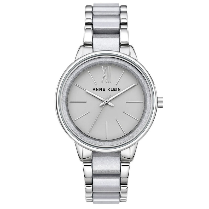 Anne Klein Women's Classic AK/1413LGSV Bracelet Grey Dial Quartz Movement Fold over Clasp 37mm Round Watch