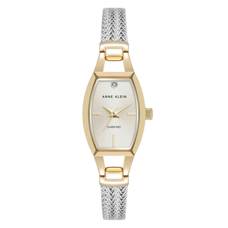 Anne Klein Women's Tonneau AK/2185CHTT Bracelet Champagne Dial Quartz Movement Fold over Clasp 19mm Barrel Watch