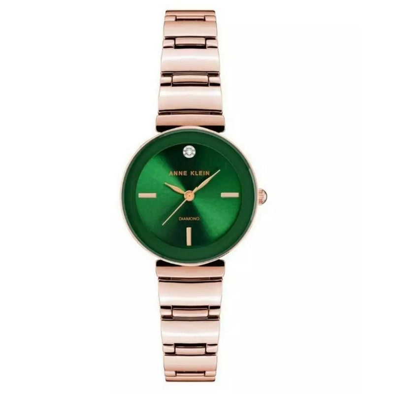 Anne Klein Women's Accented AK/2434GNRG Bracelet Green Dial Quartz Movement Fold over Clasp 28mm Round Watch