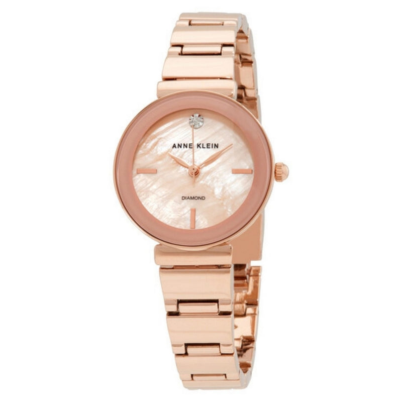 Anne Klein Women's Accented AK/2434PMRG Bracelet Rose gold Dial Quartz Movement Fold over Clasp 28mm Round Watch