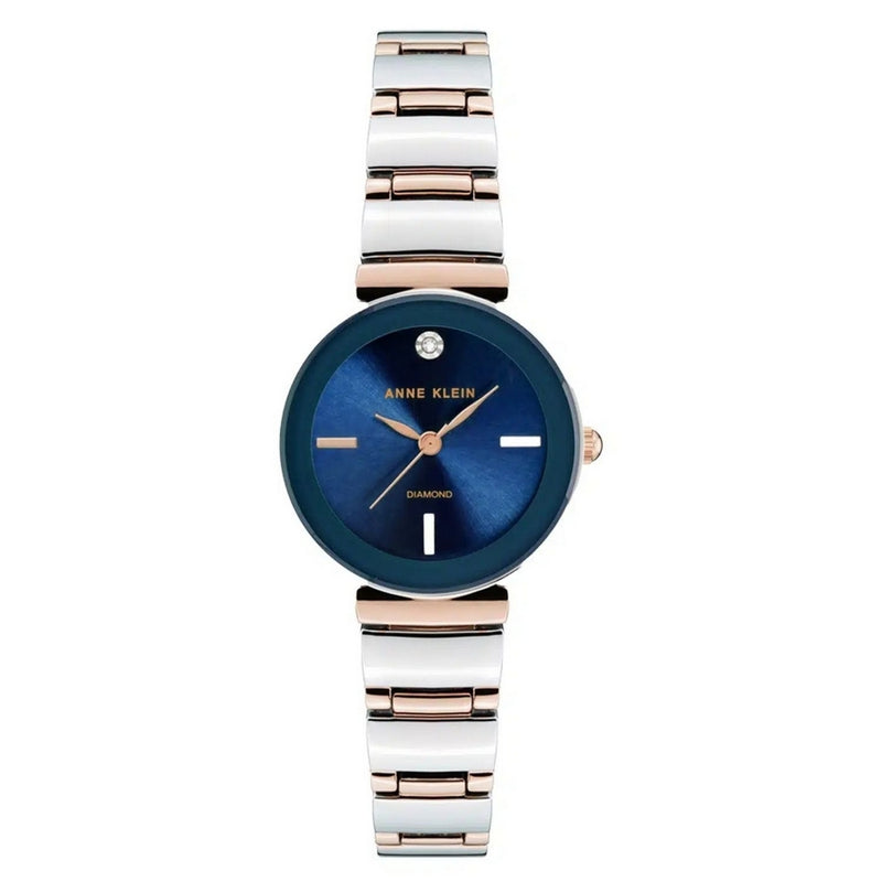 Anne Klein Women's Accented AK/2435NVRT Bracelet Blue Dial Quartz Movement Fold over Clasp 28mm Round Watch