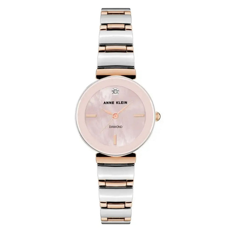 Anne Klein Women's Accented AK/2435PMRT Bracelet Pink Dial Quartz Movement Fold over Clasp 28mm Round Watch
