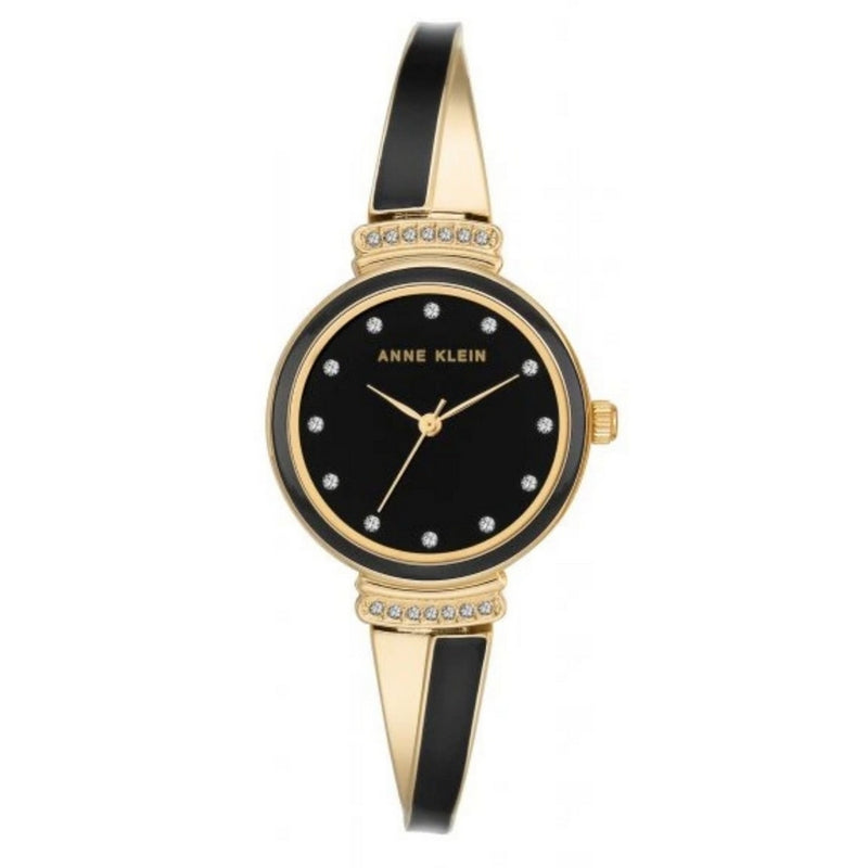 Anne Klein Women's Classic AK/2716BKST Bracelet Black Dial Quartz Movement Fold over Clasp 26mm Round Watch