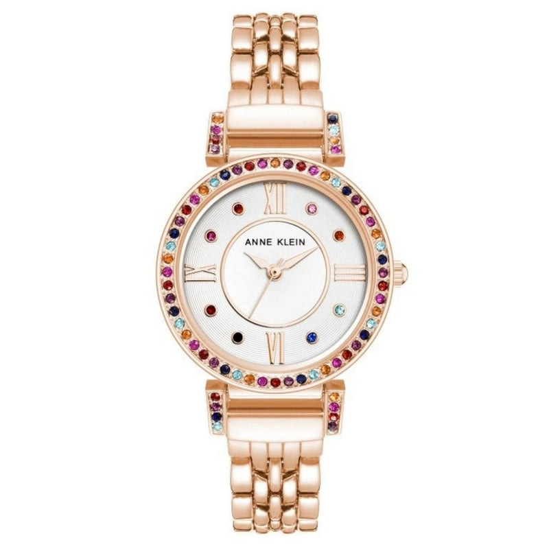Anne Klein Women's Classic AK/2928RBRG Bracelet White Dial Quartz Movement Fold over Clasp 31mm Round Watch