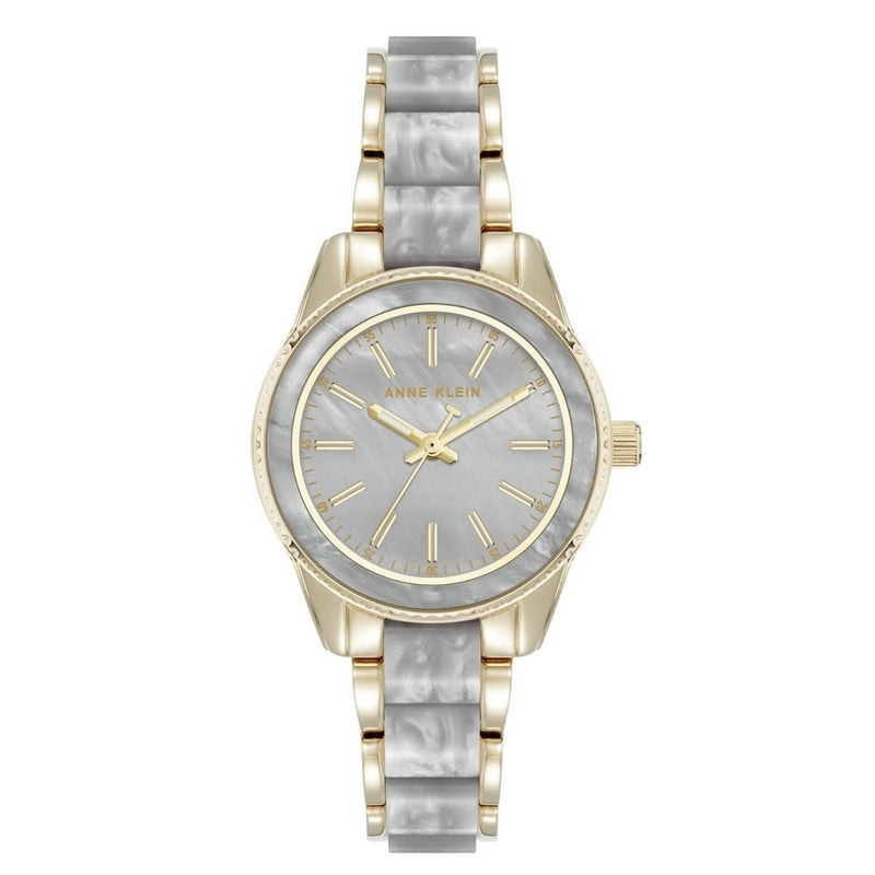 Anne Klein Women's Classic AK/3212LGGB Bracelet Grey Dial Quartz Movement Fold over Clasp 30mm Round Watch