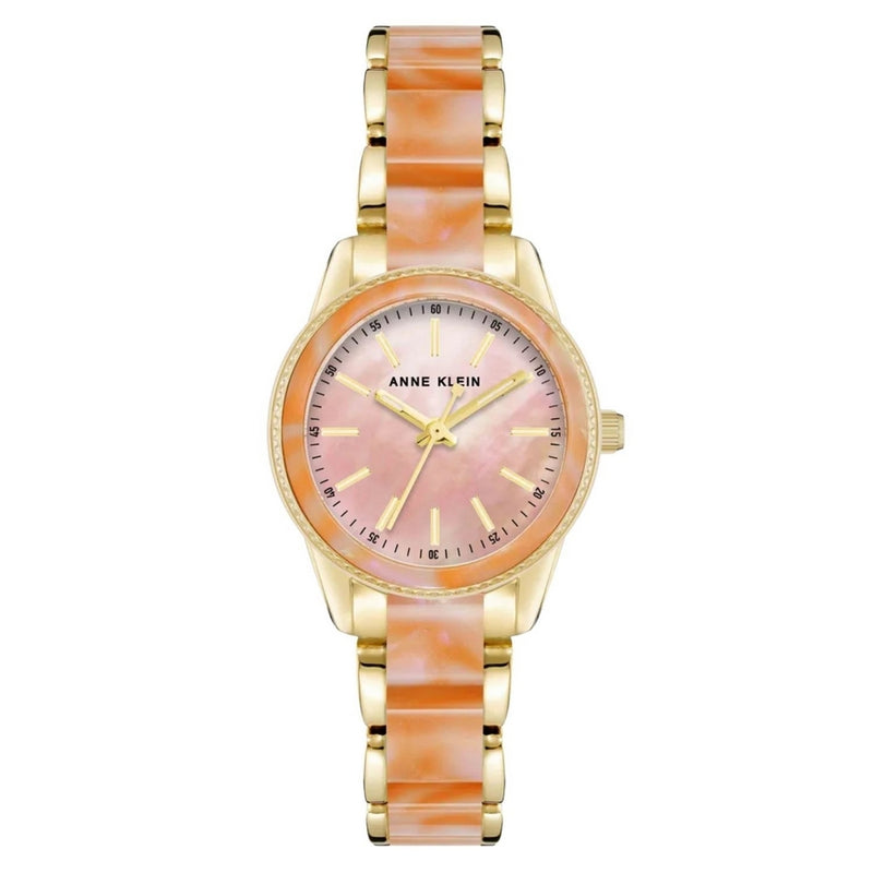 Anne Klein Women's Classic AK/3212PEGB Bracelet Pink Dial Quartz Movement Fold over Clasp 30mm Round Watch