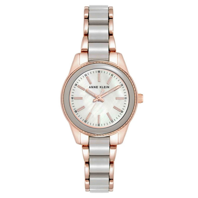 Anne Klein Women's Classic AK/3212TPRG Bracelet White Dial Quartz Movement Fold over Clasp 30mm Round Watch