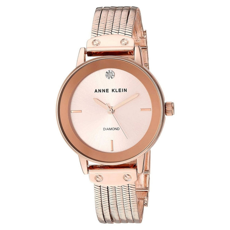Anne Klein Women's Classic AK/3220RGRG Bracelet Rose gold Dial Quartz Movement Fold over Clasp 30mm Round Watch