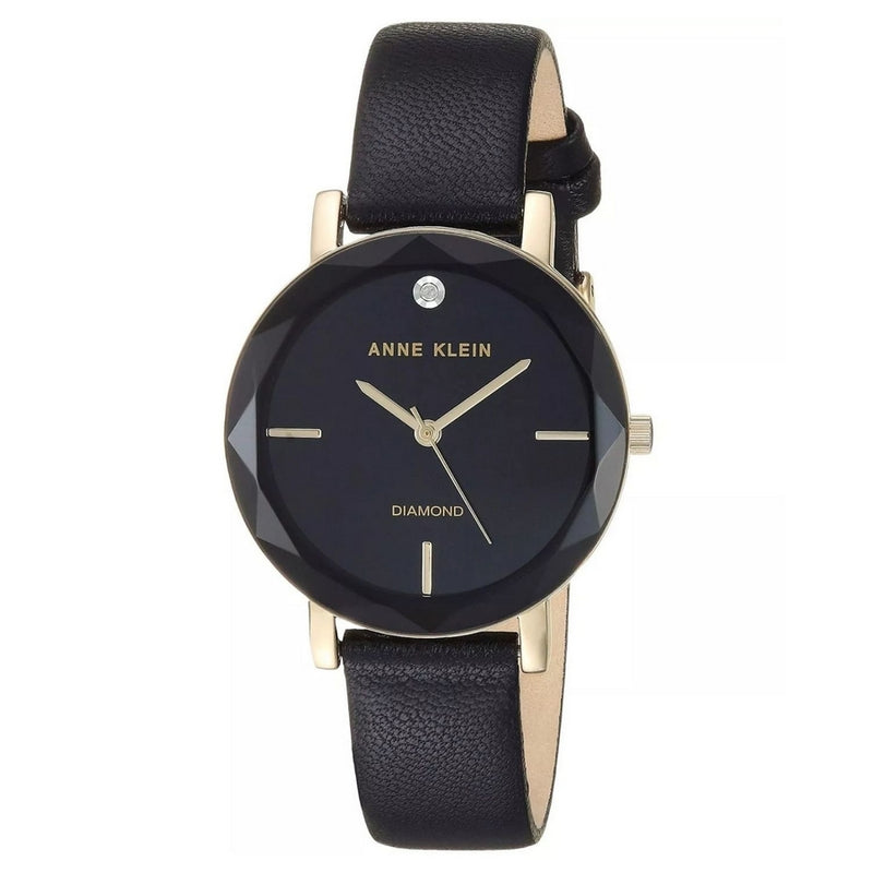 Anne Klein Women's Classic AK/3434BKBK Strap Black Dial Quartz Movement Buckle Clasp 32mm Round Watch