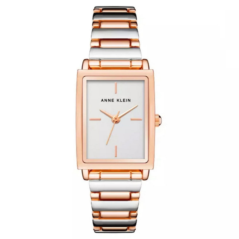 Anne Klein Women's Classic AK/3763SVRT Bracelet White Dial Quartz Movement Fold over Clasp 21mm Rectangle Watch