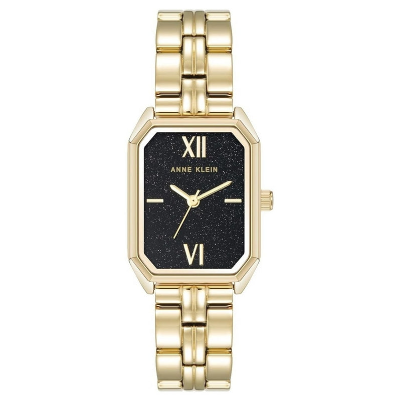 Anne Klein Women's Classic AK/3774BSGB Bracelet Black Dial Quartz Movement Fold over Clasp 36mm Octagon Watch