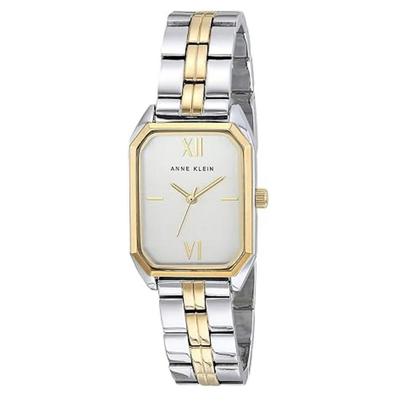 Anne Klein Women's Classic AK/3775SVTT Bracelet White Dial Quartz Movement Fold over Clasp 36mm Octagon Watch