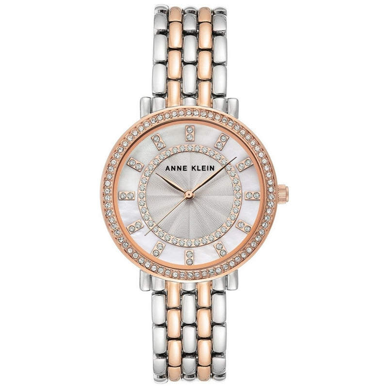 Anne Klein Women's Classic AK/3799MPRT Bracelet White Dial Quartz Movement Fold over Clasp 36mm Round Watch
