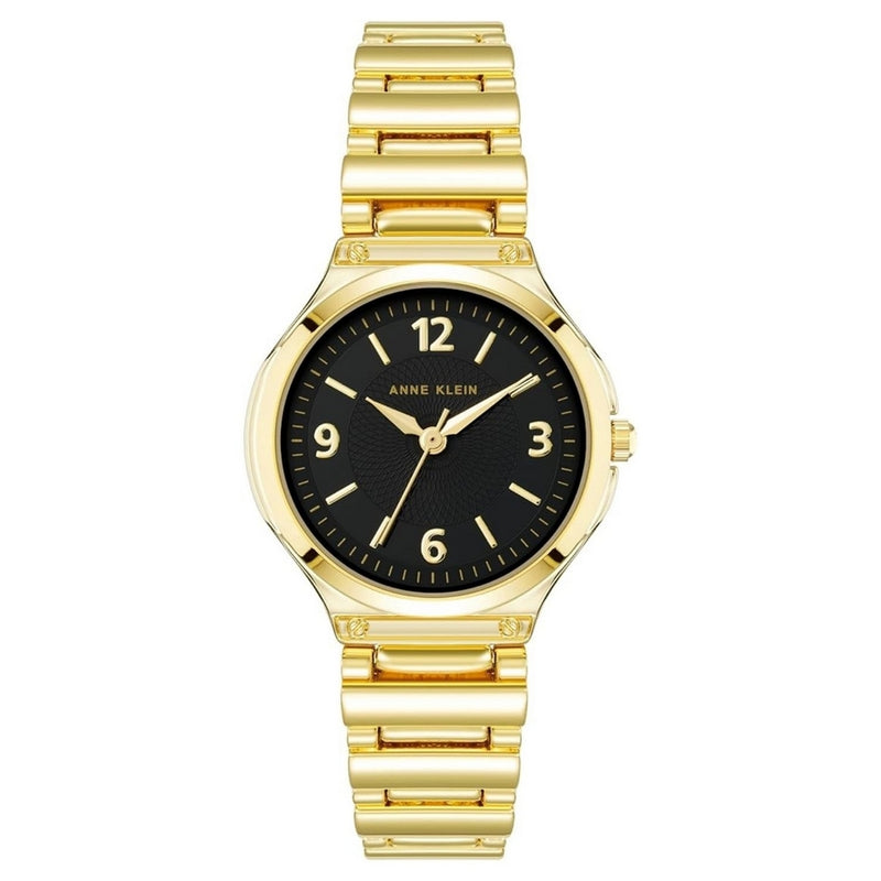 Anne Klein Women's Classic AK/3812BKGB Bracelet Black Dial Quartz Movement Fold over Clasp 30mm Round Watch