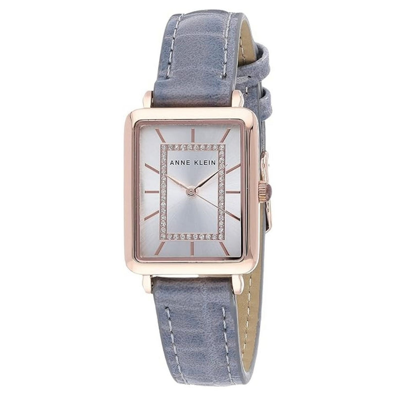 Anne Klein Women's Classic AK/3820RGGY Strap Silver Dial Quartz Movement Buckle Clasp 24mm Rectangle Watch