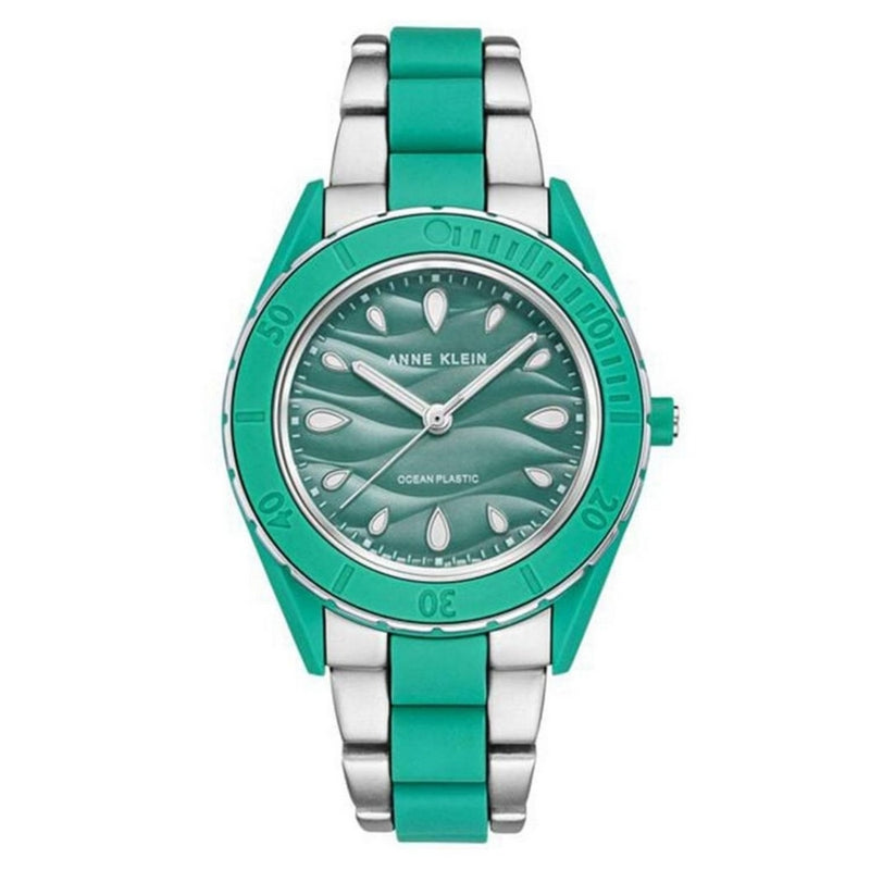 Anne Klein Women's Classic AK/3911SGSV Bracelet Green Dial Quartz Movement Fold over Clasp 39mm Round Watch