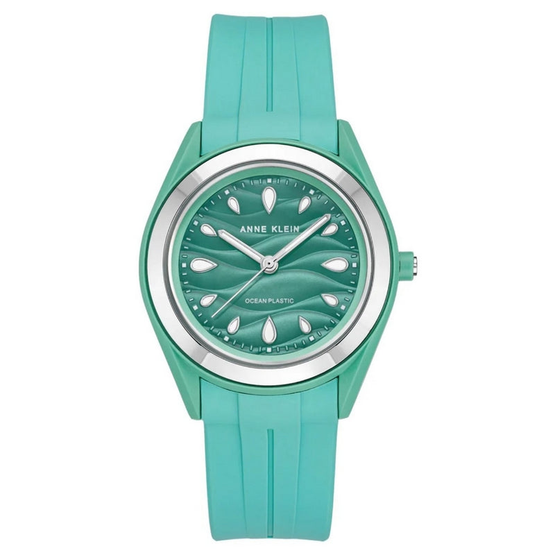 Anne Klein Women's Classic AK/3913SVSG Strap Green Dial Quartz Movement Buckle Clasp 39mm Round Watch
