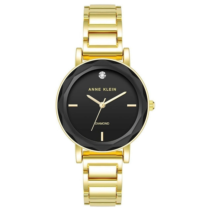 Anne Klein Women's Classic AK/3966BKGB Bracelet Black Dial Quartz Movement Jewelry Clasp 32mm Round Watch