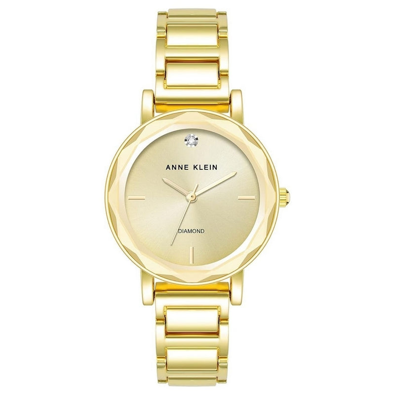 Anne Klein Women's Classic AK/3966CHGB Bracelet Gold Dial Quartz Movement Jewelry Clasp 32mm Round Watch