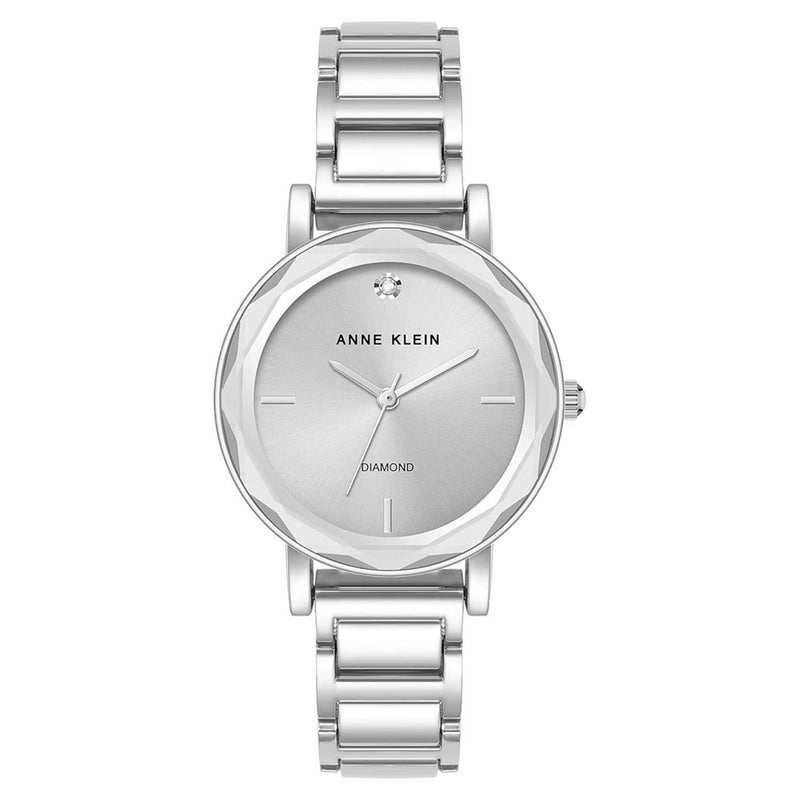 Anne Klein Women's Classic AK/3967SVSV Bracelet Silver Dial Quartz Movement Jewelry Clasp 32mm Round Watch