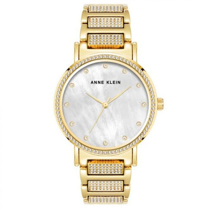 Anne Klein Women's Classic AK/4004MPGB Bracelet White Dial Quartz Movement Fold over Clasp 36mm Round Watch