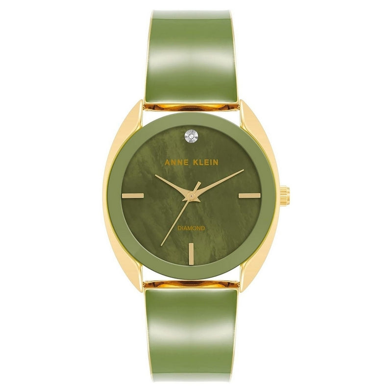 Anne Klein Women's Classic AK/4040GPGN Bracelet Green Dial Quartz Movement Jewelry Clasp 34mm Round Watch