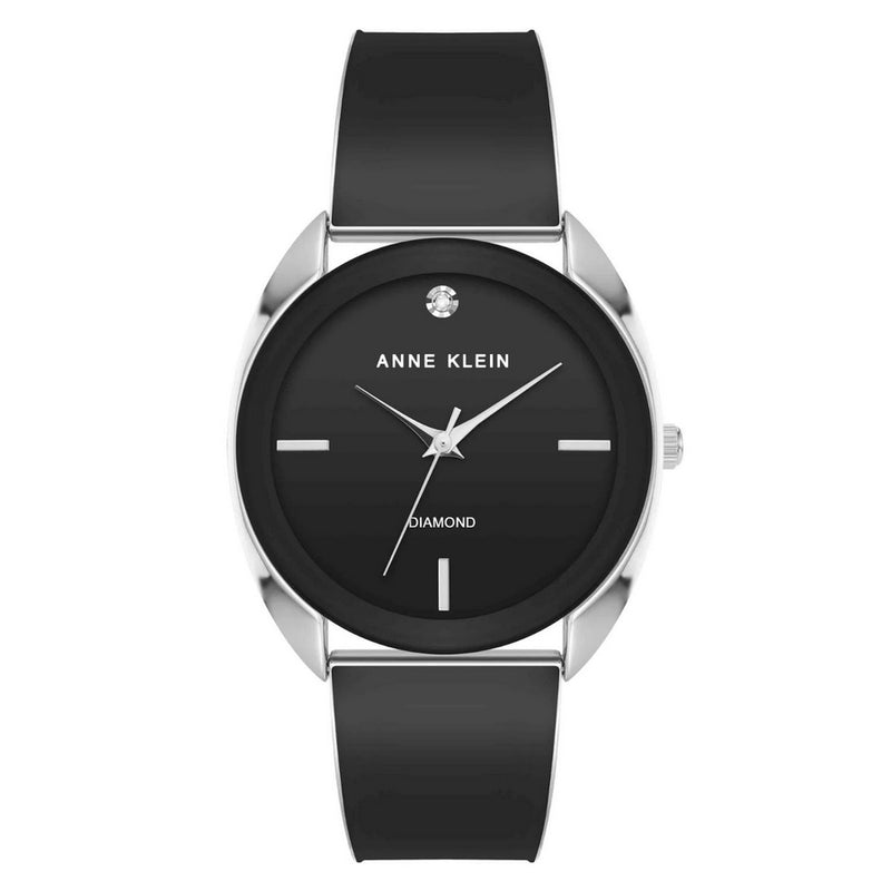 Anne Klein Women's Classic AK/4041BKSV Bracelet Black Dial Quartz Movement Jewelry Clasp 34mm Round Watch