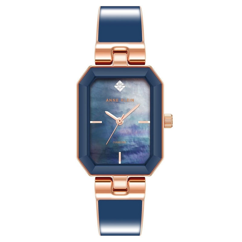 Anne Klein Women's Classic AK/4162NMRG Bracelet Blue Dial Quartz Movement Jewelry Clasp 30mm Octagon Watch