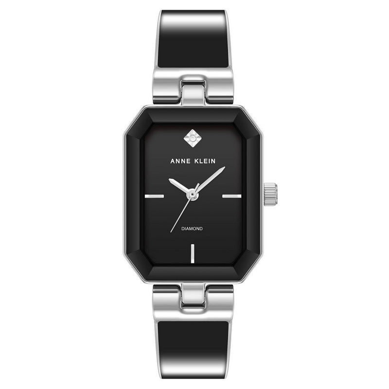 Anne Klein Women's Classic AK/4163BKSV Bracelet Black Dial Quartz Movement Jewelry Clasp 30mm Octagon Watch