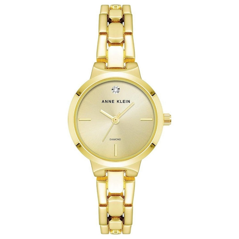 Anne Klein Women's Classic AK/4190CHGB Bracelet Gold Dial Quartz Movement Jewelry Clasp 26mm Round Watch