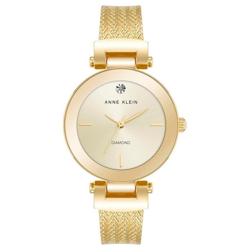 Anne Klein Women's Classic AK/5076CHGB Bracelet Gold Dial Quartz Movement Jewelry Clasp 17mm Round Watch