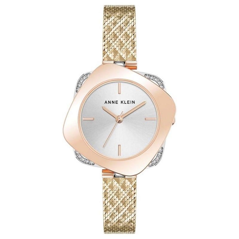 Anne Klein Women's Accented AK/5163SVTR Strap Silver Dial Quartz Movement Buckle Clasp 28mm Round Watch